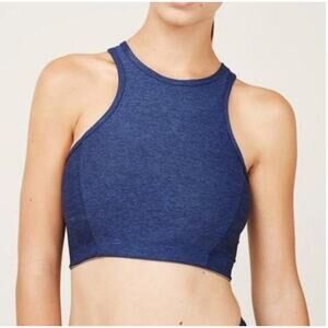 Outdoor Voices Athena Crop Sports Tank Bra Racerback Navy Blue High Neck Small
